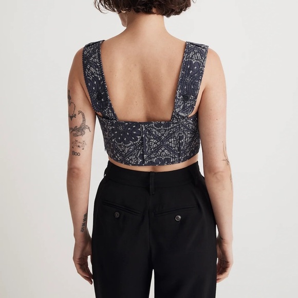 Madewell Quilted Sweetheart Crop Top Size 2 - Picture 2 of 16